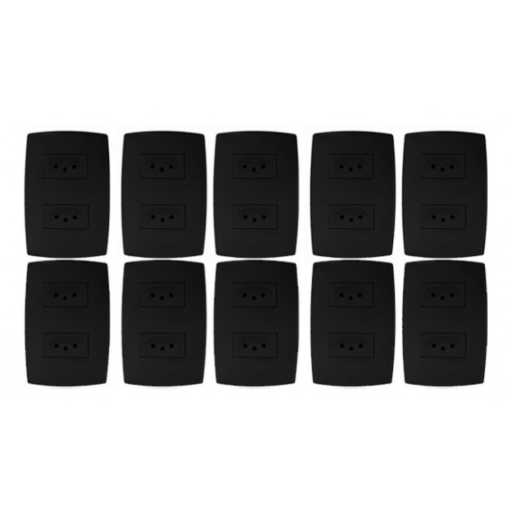 Kit 10 Tomadas Duplas 20a - (HOME PRETO GRAFITE)